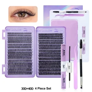 20P 30P 40P 50P 60P 80P 100P 200P Cluster Lashes 200pcs Per Tray and D Curl Cashmere Fan Eyelashes