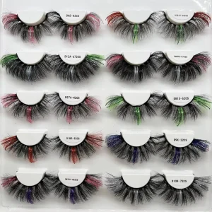 20mm Dramatic Colored Eyelashes Faux Mink Full Strip Lashes Party Colorful False Lashes