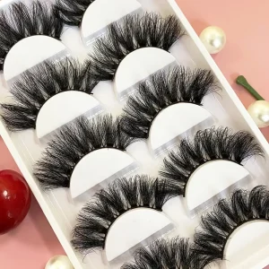 20mm Fluffy Faux Mink Full Strip Eyelashes Private Label False Lashes Vendor Dramatic Super Dense 5 Pairs False Lashes
