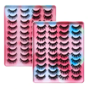 20pairs Private Label False Eye Lashes Extension Faux Mink Fluffy Messy Vegan Silk Lashes