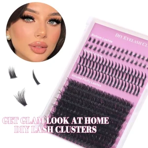 220PCS 12 Rows DIY Spike Cluster Lashes With Lower Lashes 3D Fluffy Volume D Curl Mixed Length Individual Cluster Lash