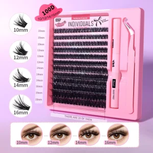 240 Clusters of False Eyelashes Mixed in Large Capacity with Tweezers and Glue Self adhesive Natural False Eyelashes