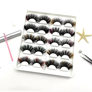 25MM Eye Lashes Dramatic Handmade 3D Mink Lashes Natural Long Color Mink Lashes