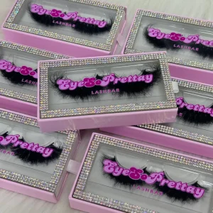 25mm Dramatic Fluffy Eyelashes Vendor Custom Glittery Eyelash Box Packaging for 100 Real Mink 6D Lashes