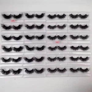 25mm Dramatic Long Fluffy Wispy Cotton Band Mink Eyelashes Full Strip 3D Fluffy Lashes