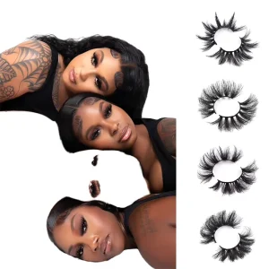 25mm Dramatic Real Mink Lashes for D for Natural Long Eyelash Vendor Private Label Full Strip 3D Eyelashes Black