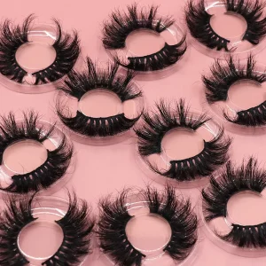 25mm Faux Mink 3D Eyelashes Handmade Full Strip False Eyelashes Natural Fluffy Style Thick Cotton Band Real Mink