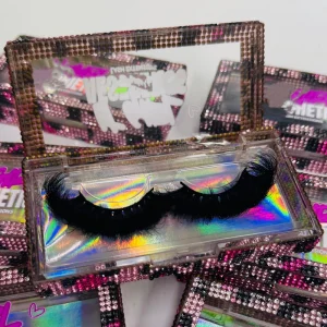 25mm Fluffy Lash Strips Custom Packaging Box for Mink Strip Lashes Vendor
