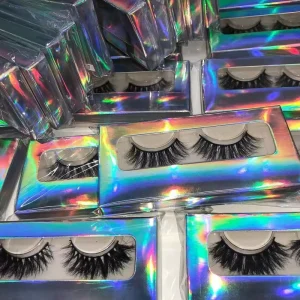 25mm Mink Fur Full Strip Eyelashes 3D 5D Fluffy Mink Lashes with Magnetic Packaging Cases