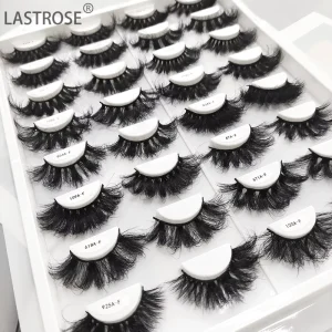 25mm Russian Strip Lashes D Curl Fluffy Eyelash Vendor Dramatic Super Soft Mink Eyelash in Paper Box