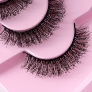 25mm Short D Curl Russian Volume Fiber Eyelash Strips Private Label Natural Makeup Eyelashes Full Strip Eyelashes