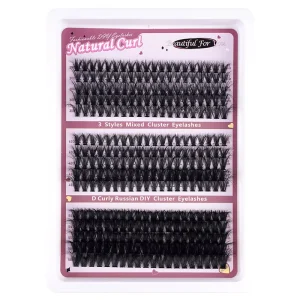270pcs Individual Clusters Lashes Fluffy Volume False Eyelashes Bond and Seal Glue Kit 60D 80D 100D Natural Eyelash Extensions