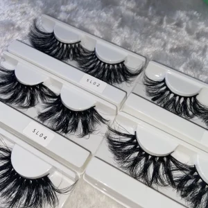 28-30mm 3D Mink Full Strip Eyelashes Comfortable Customized Packaging with Own Band 25mm Lashes