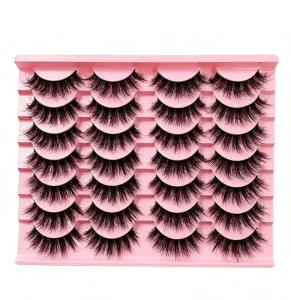 28 Pairs Value Pack Vegan Cruelty Free Handmade Korea PBT Fiber Mixed Thickness Wispy Lashes Custom Logo Packaging Eyelashes