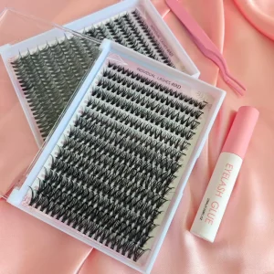 280pcs Pre-Cut Segment Eyelashes Trays Individual Lash Extension Kit 30D 40D Hot Melted DIY Cluster Lashes