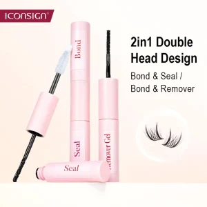 2in1 Clear and Black Lash Adhesives Segment Glue Waterproof Eyelashes Glue DIY Lash Bond and Seal for Individual Cluster Lashes