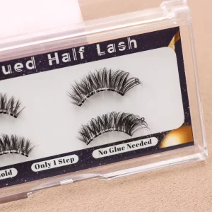 3 10 DAY Pre Glued Half Lash Invisible Clear Band Waterproof 3D Effect Self Adhesive Reusable Vegan Cruelty Free Plant Eyelash
