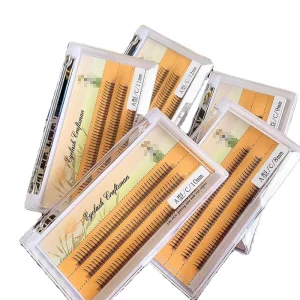 流行设计一款专业工厂的合成头发人造睫毛3排不同长度