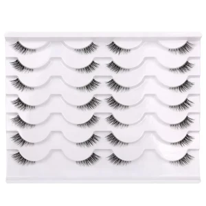 3/4 Accent Faux Mink False Eyelash Strips 14 Pairs Pack Half False Eyelashes Band Wispy Cat Eye Look Natural Full Strip Eyelash