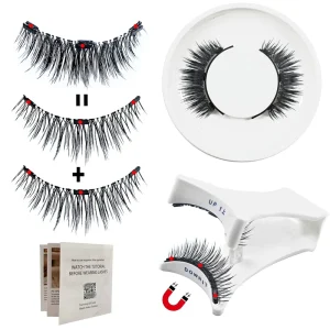 3 Magnets Magnetic Eyelashes Reusable Natural Wispy Magnetic False Eyelashes No Glue Needed Magnet Lashes with Applicator