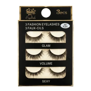 3 Pairs 3 Styles False Eyelashes Set Volume Glam Sexy Handmade Natural Soft Lashes for Salon Use