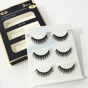 3 Pairs 3D False Eyelashes Handmade Natural Long Thick Synthetic Fiber Strip Lashes Reusable Fake Eyelashes Eye Makeup