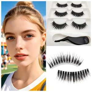 3 Pairs 3D Faux Mink False Eyelashes Transparent Multi Layered Natural Looking 13mm Mixed Thickness Precision Handmade Black