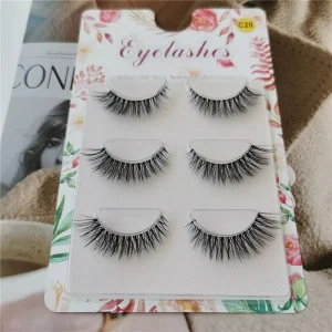 3 Pairs False Eyelashes Invisible clear Band Lashes Full Strip Natural 3d Fake Eyelashes C20