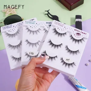 3 Pairs Invisible Band Lashes Suppliers Natural Manga Lashes Fine clear Band Eyelashes