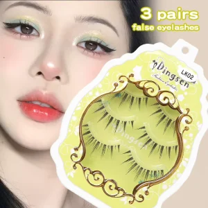 3 Pairs Natural Full Strip Lashes Clear Band Eyelashes Soft Lightweight False Eyelashes Easy to DIY at Home
