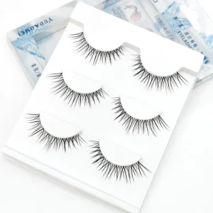 3 Pairs Premium Natural False Eyelashes Clear Band Strip Lashes Custom Makeup Artist Eyelashes