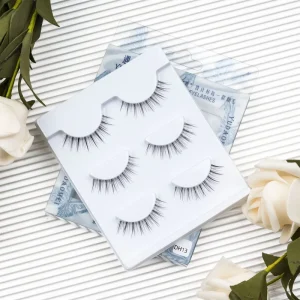 3 Pairs Premium Self adhesive Handmade False Eyelashes Custom Makeup Artist Use Clear Band Natural Look Strip Lashes Reusable
