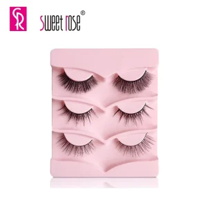 3 Pairs Wispy Natural Full Strip Lashes Women High Quality Private Label Handmade Black Cotton Eyelashes