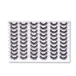 30 Pairs 3D Faux Mink Eyelashes Pack Natural Wispy Dramatic Fluffy Lashes Set Mixed Styles Reusable Eyelash Extensions Makeup