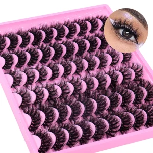 30 Pairs Russian Strip Lashes Dramatic D Curl False Eyelashes Extension Natural Strips 8d Mink Lashes with Custom logo