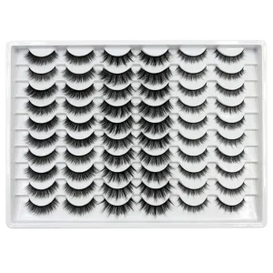 30 Pairs Strip Lashes Tray Reusable 3D Wispy Natural & Dramatic Glam Faux Mink False Eyelashes for Canada Market