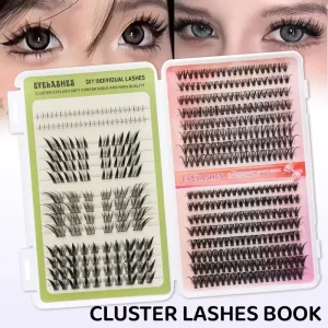 30 Rows Fluffy Mixed Cluster Lashes Kit Eyelash Book 30D-100D Volume DIY Cluster Lashes Easy to Apply & Reusable