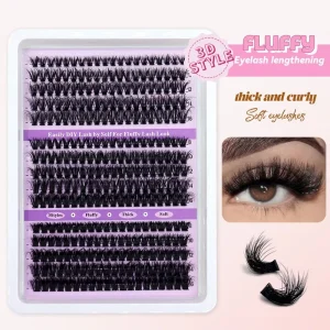 300 Clusters 3D Fluffy Eyelash Lengthening DIY Segment Eyelash Extension Thick and Curly Soft Eyelashes Bushy Style For cosplay