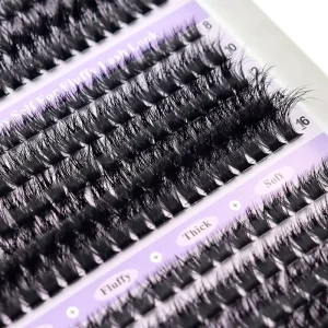 300 Clusters 3D Fluffy Eyelashes, Thick and Curly Soft Cosplay Lashes