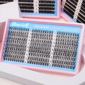 300 Pcs Large Capacity Softnes Wispy Cluster Lashes Volume Natural Thin Band C Curl Thick Effect Lash Cluster Kit