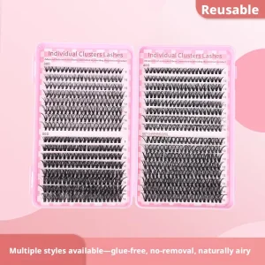 单簇睫毛 32排 混合 8-16毫米 DIY 分段式 手工制作 假睫毛 柔软轻盈
