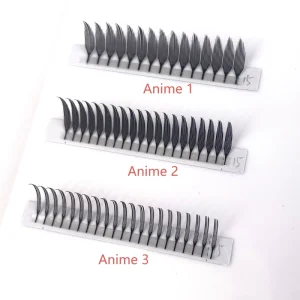 32 Rows Narrow Anime Volume Fans Lashes 0.05mm Fairy Comic Eye Synthetic Hair Extension Machine Made for Pyramid Spikes Tray