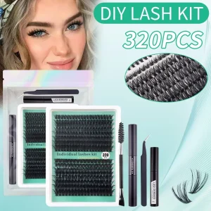 320 Clusters 100D Large Capacity D Curl Messy Fluffy Curled Natural Lashes DIY Cluster Eyelashes Long Lasting Natural Look