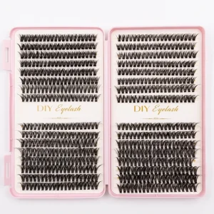 384 Clusters Classic Natural Mixed Length Faux Mink Lash Clusters Book 32 Rows Soft Fluffy DIY Eyelash Extensions OEM