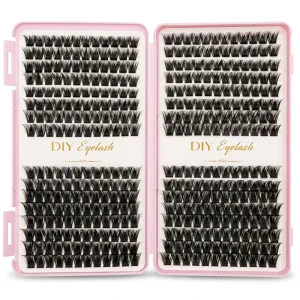 384 Clusters Dramatic Wispy Faux Mink Lash Clusters Book 32 Rows Fluffy Feathery DIY Individual Eyelash Extensions OEM