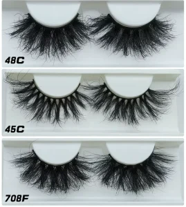 3D 25mm Fluffy 100% Real Mink Eyelash 5D Lash Vendor Spikes Eyelashes Extension Quality Full False Fake Strip Lashes