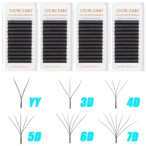 3D 4D 5D 6D 7D 8D W Y Shape C D L M LU Curl Eyelash Extensions Volume Pre made Fans False Eyelashes