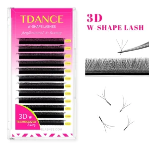 3D 6D W Shape Volume Eyelash Extension Individual False Eyelashes 3D 4D 5D Clover Lashes Private Label Lash Extensions