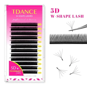 3D 6D W Shape Volume Individual False Eyelashes 3D 4D 5D Clover Lashes Private Label LC & BC Curl Lash Extensions