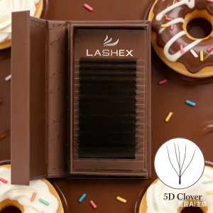 3D 6D W Shape YY Brown Synthetic Woven Clover Lashes with 3W Effect Fan YY Brown Eyelash Extensions Matte Black